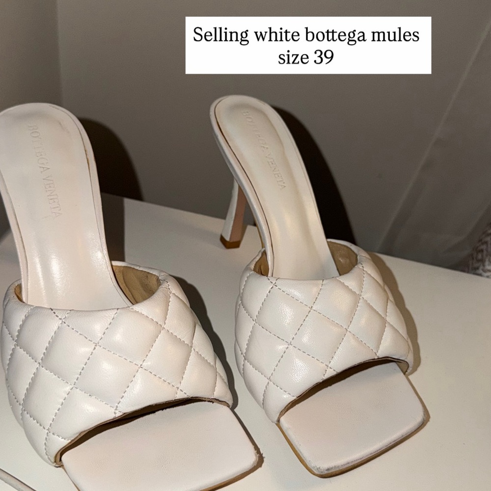 Bottega Veneta Cream Quilted Mules